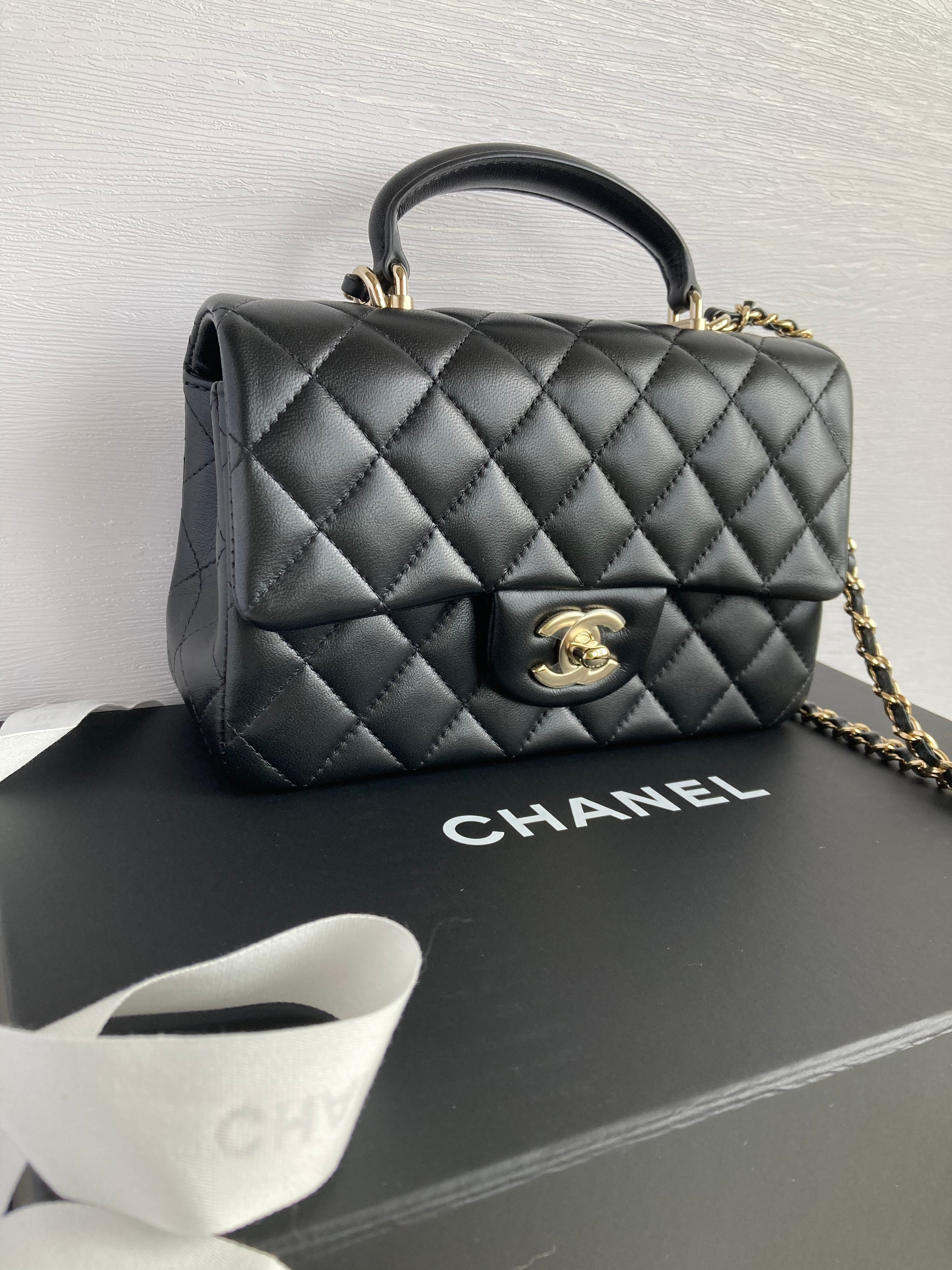 CHANEL Black Mini CF with Handle 