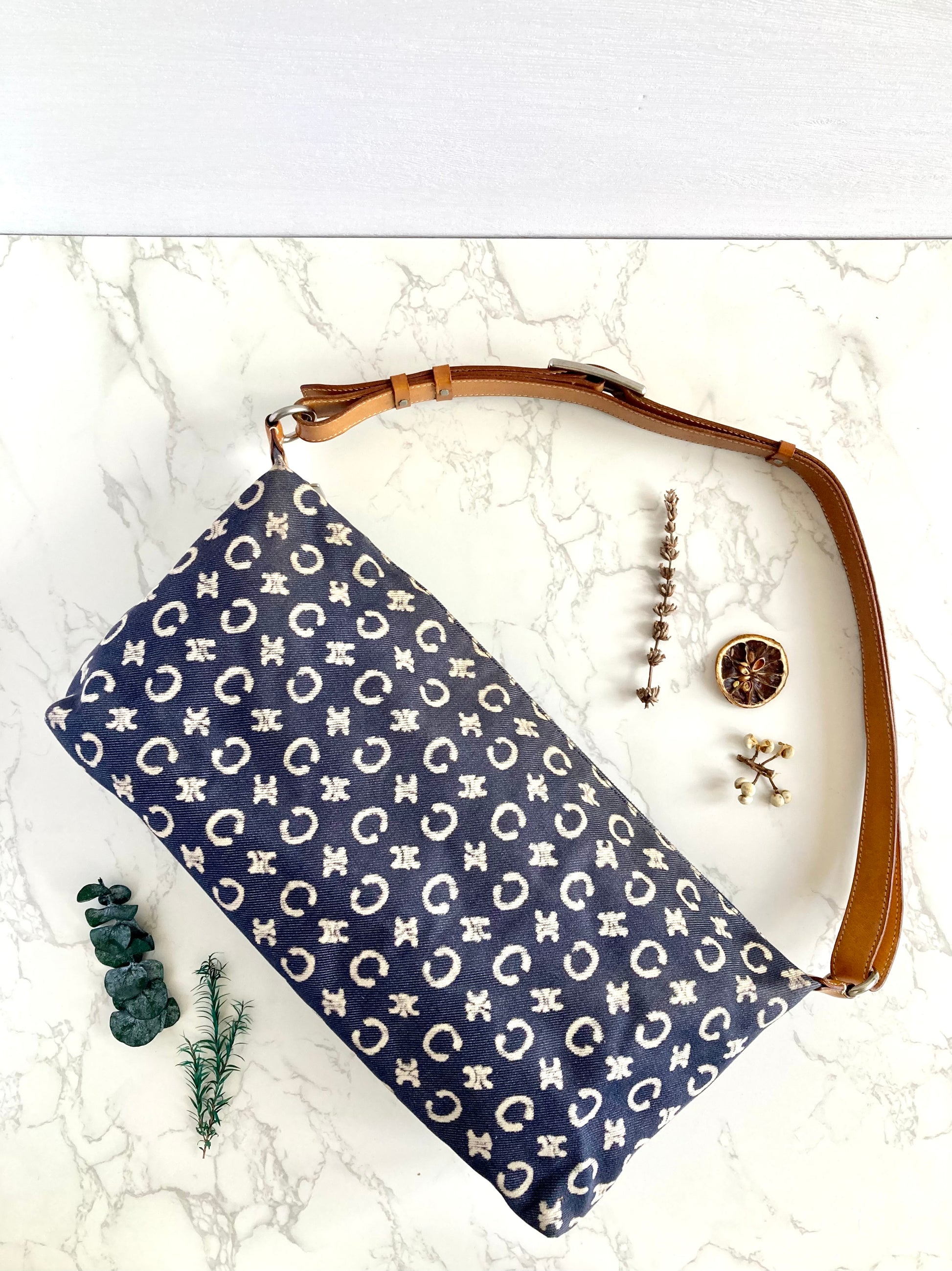 CELINE Monogram Jeans Shoulder Bag