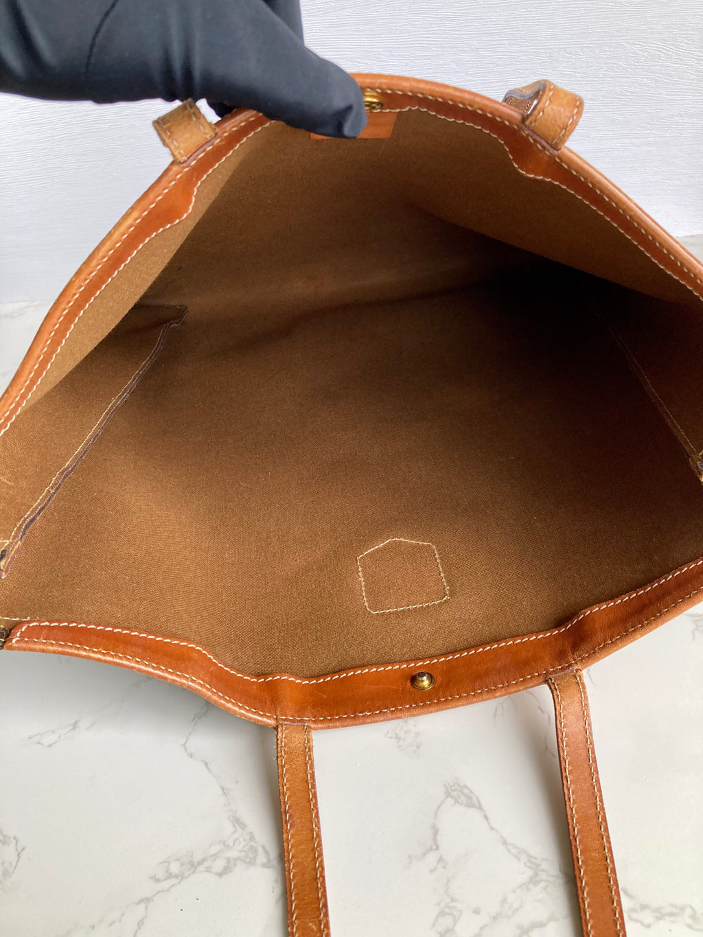 CELINE Brown Monogram Large Capacity Leather Tote Bag / Side Bag