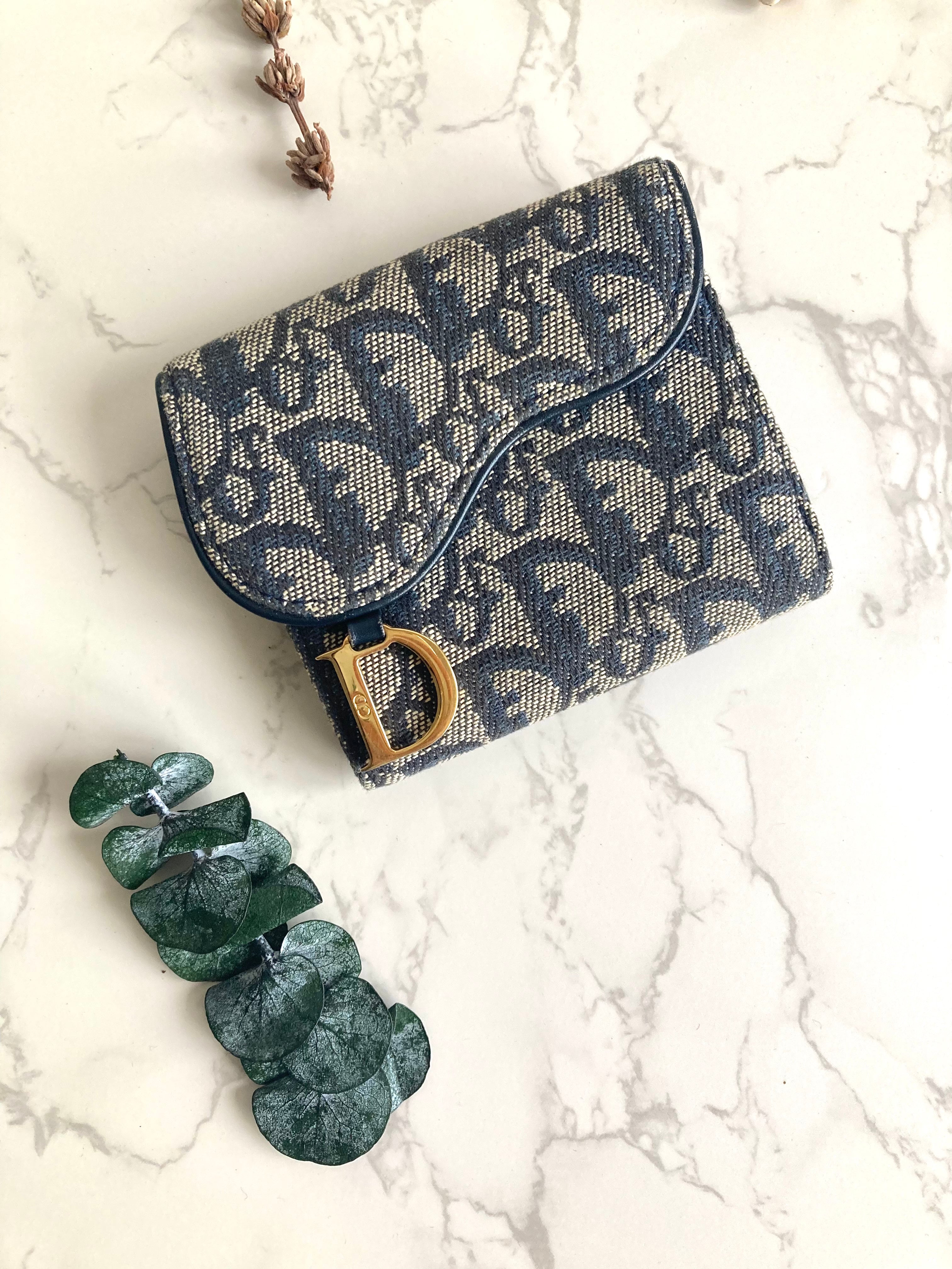 CHRISTIAN DIOR Navy Trotter Compact Wallet 