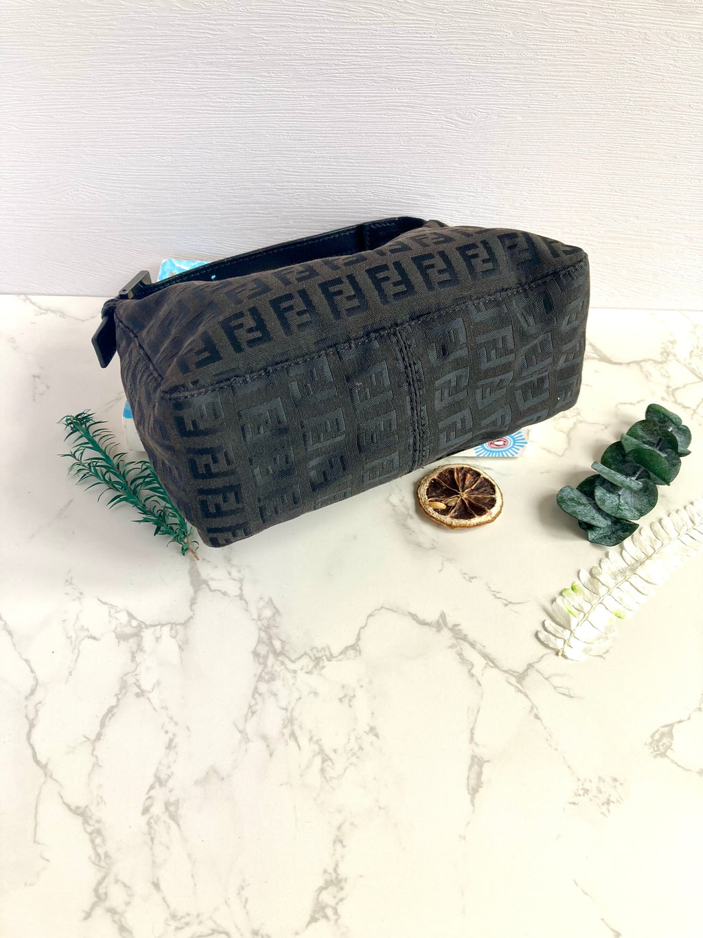 FENDI Monogram Cloth Baguette Mini Bag 