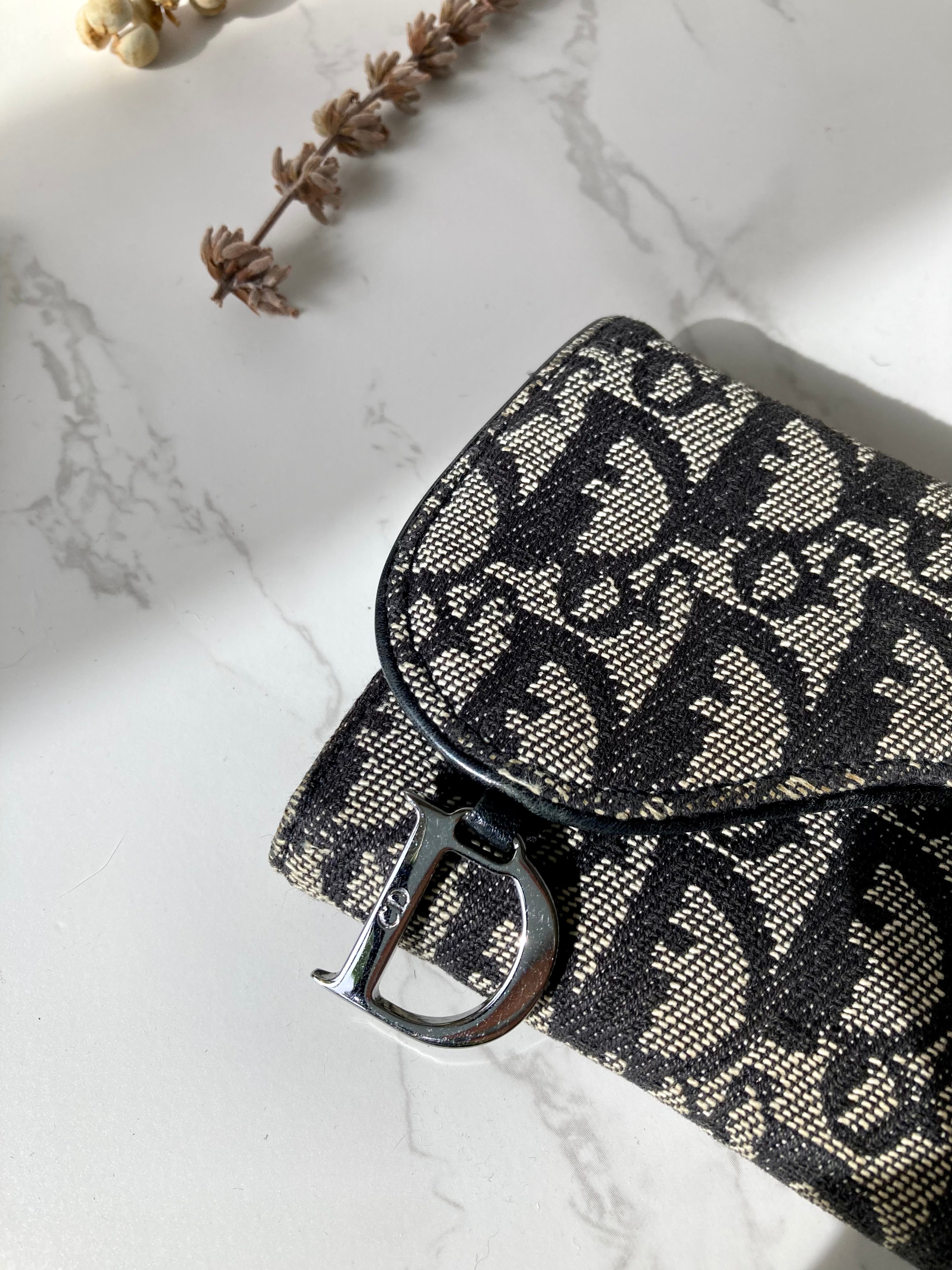CHRISTIAN DIOR Black Trotter Saddle Wallet 