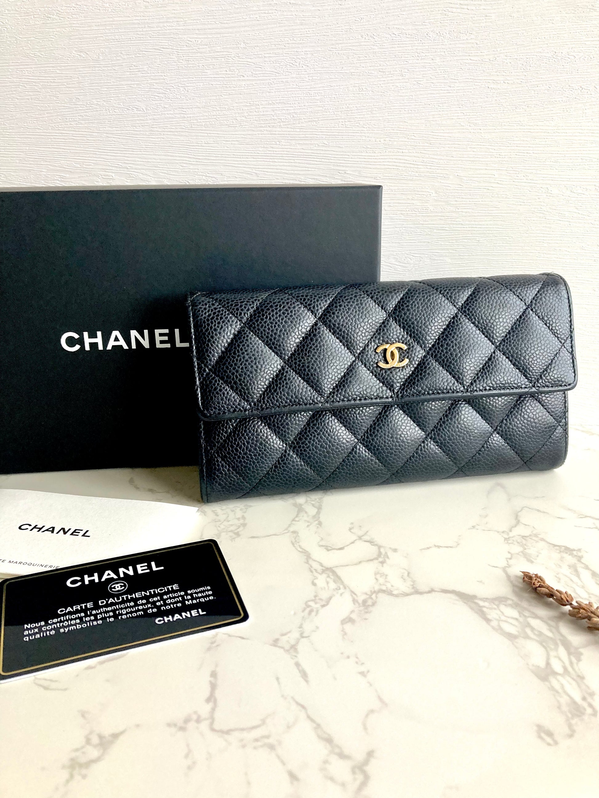 CHANEL Caviar Leather Long Wallet