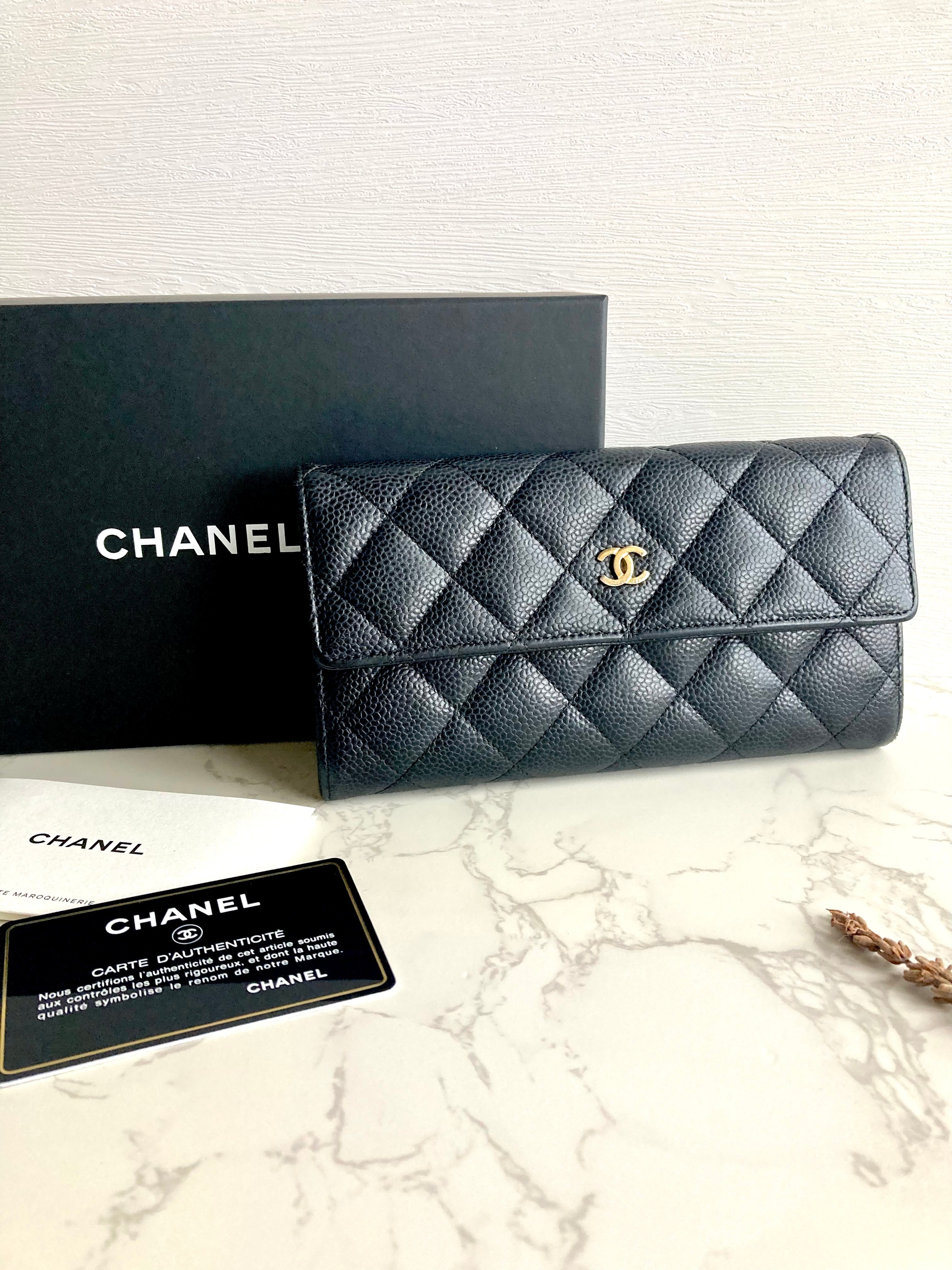 CHANEL Caviar Leather Long Wallet 
