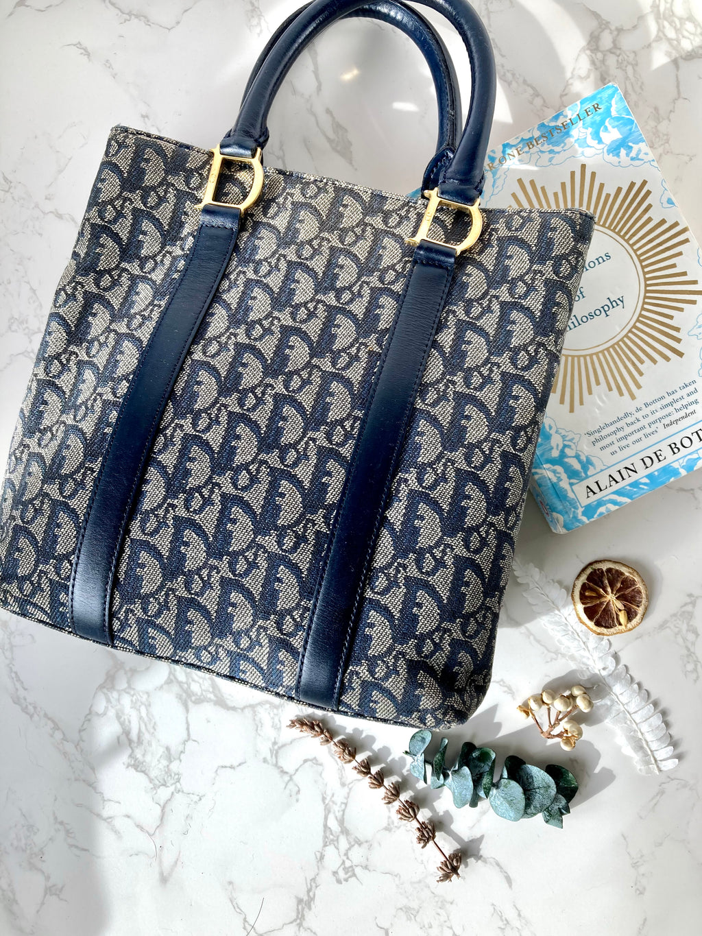 CHRISTIAN DIOR Navy Trotter Monogram Tote Bag