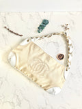 CHANEL White x Beige Chain Shoulder Bag 