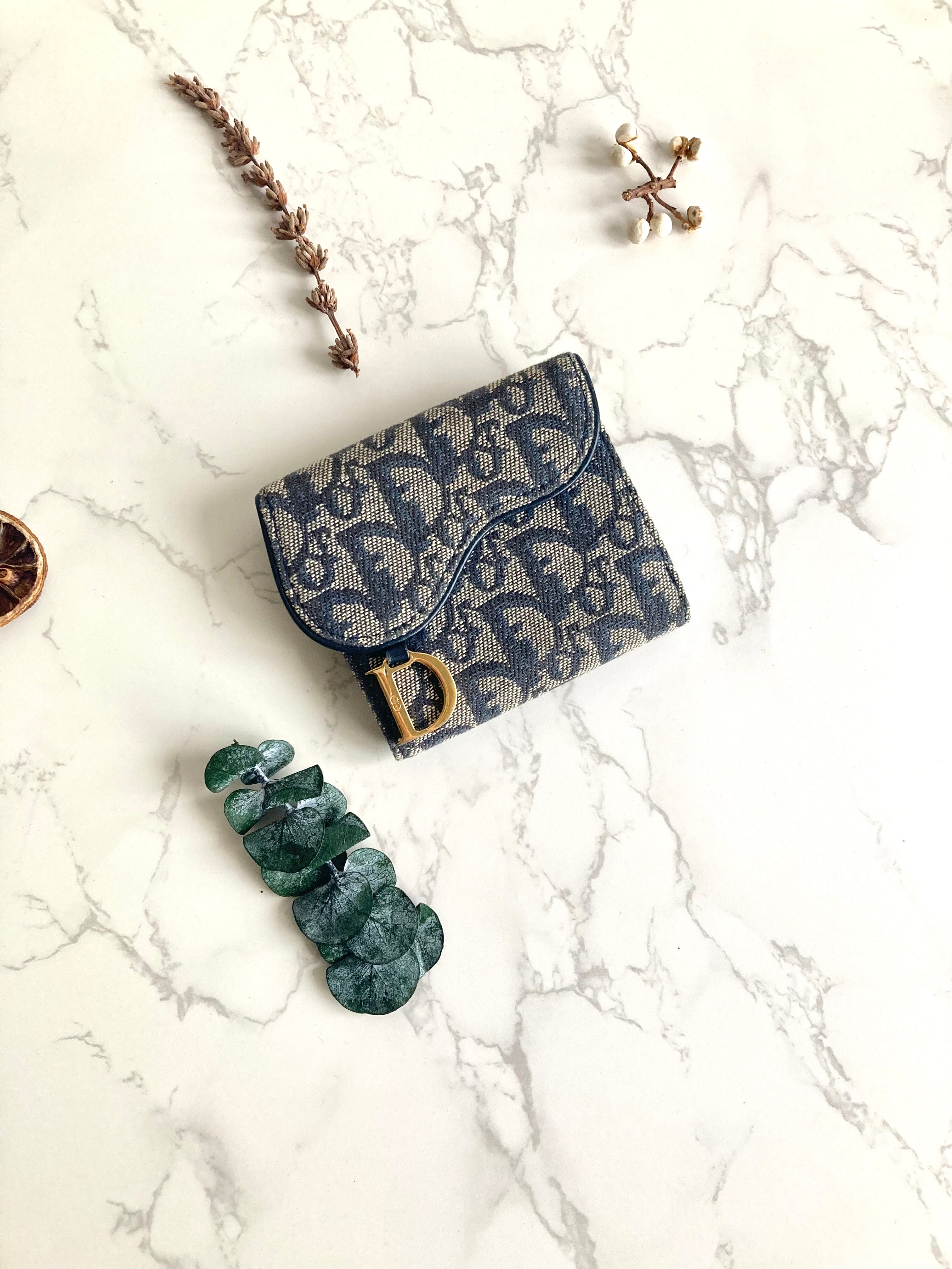 CHRISTIAN DIOR Navy Trotter Compact Wallet 