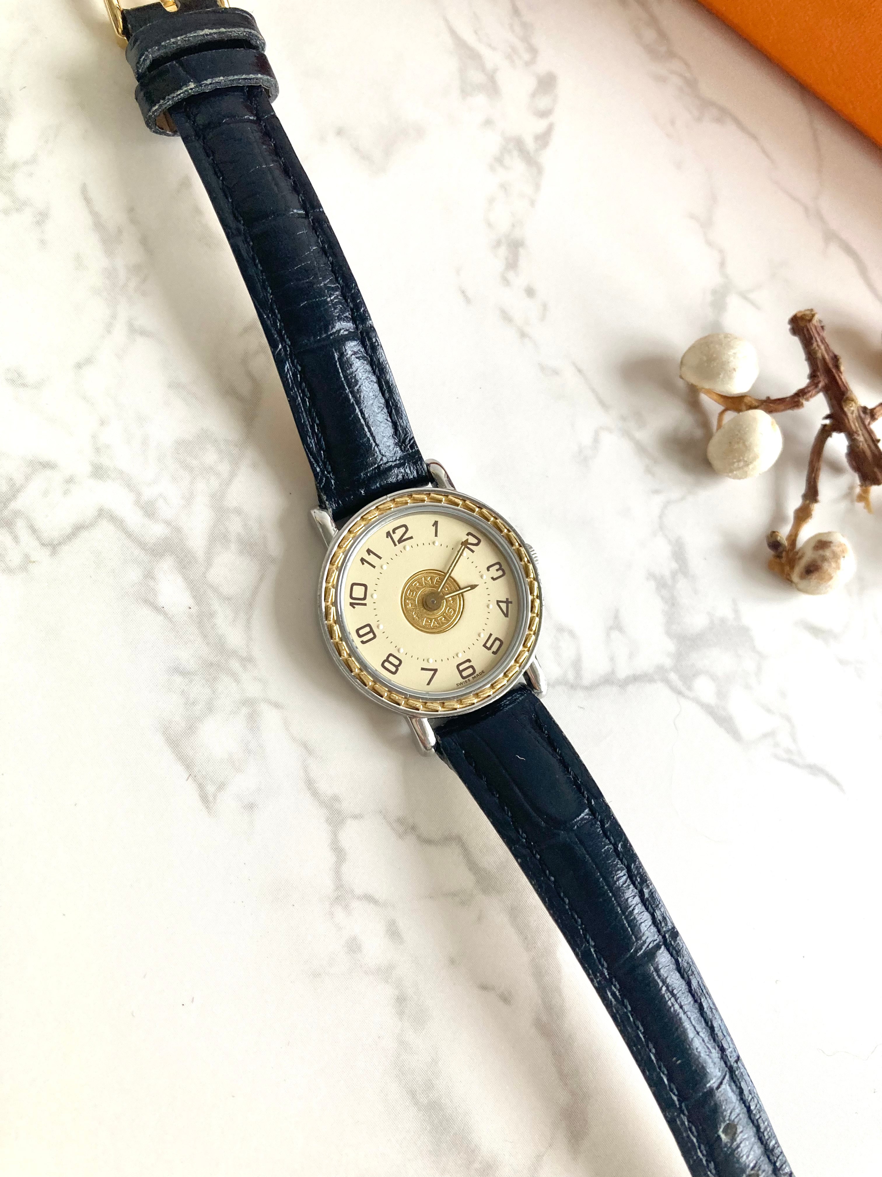 HERMES Sellier Vintage Lady's Quartz Wristwatch 