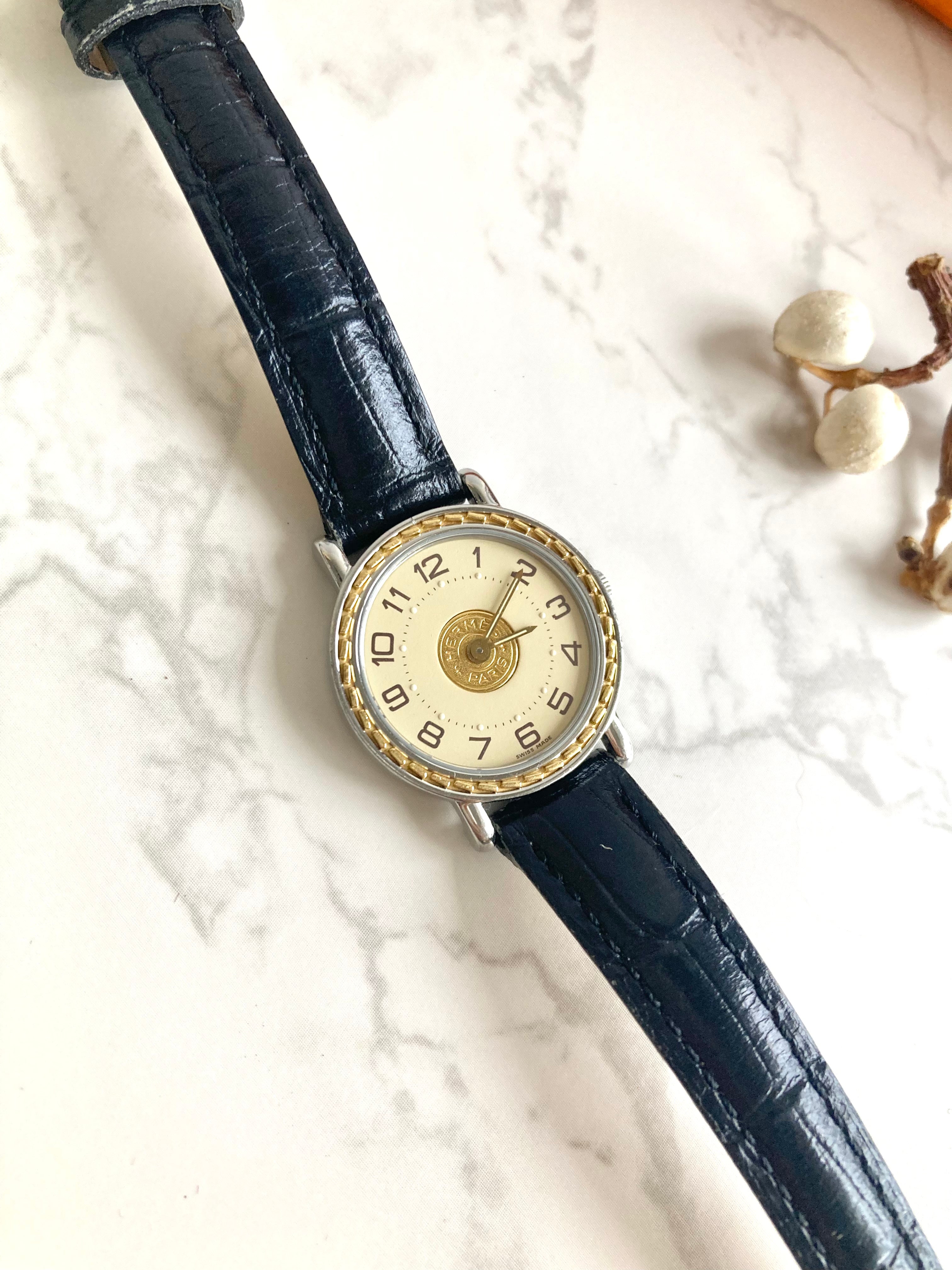 HERMES Sellier Vintage Lady's Quartz Wristwatch 