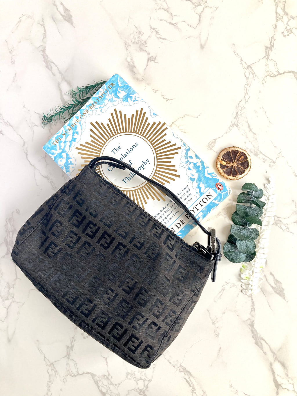 FENDI Monogram Cloth Baguette Mini Bag 
