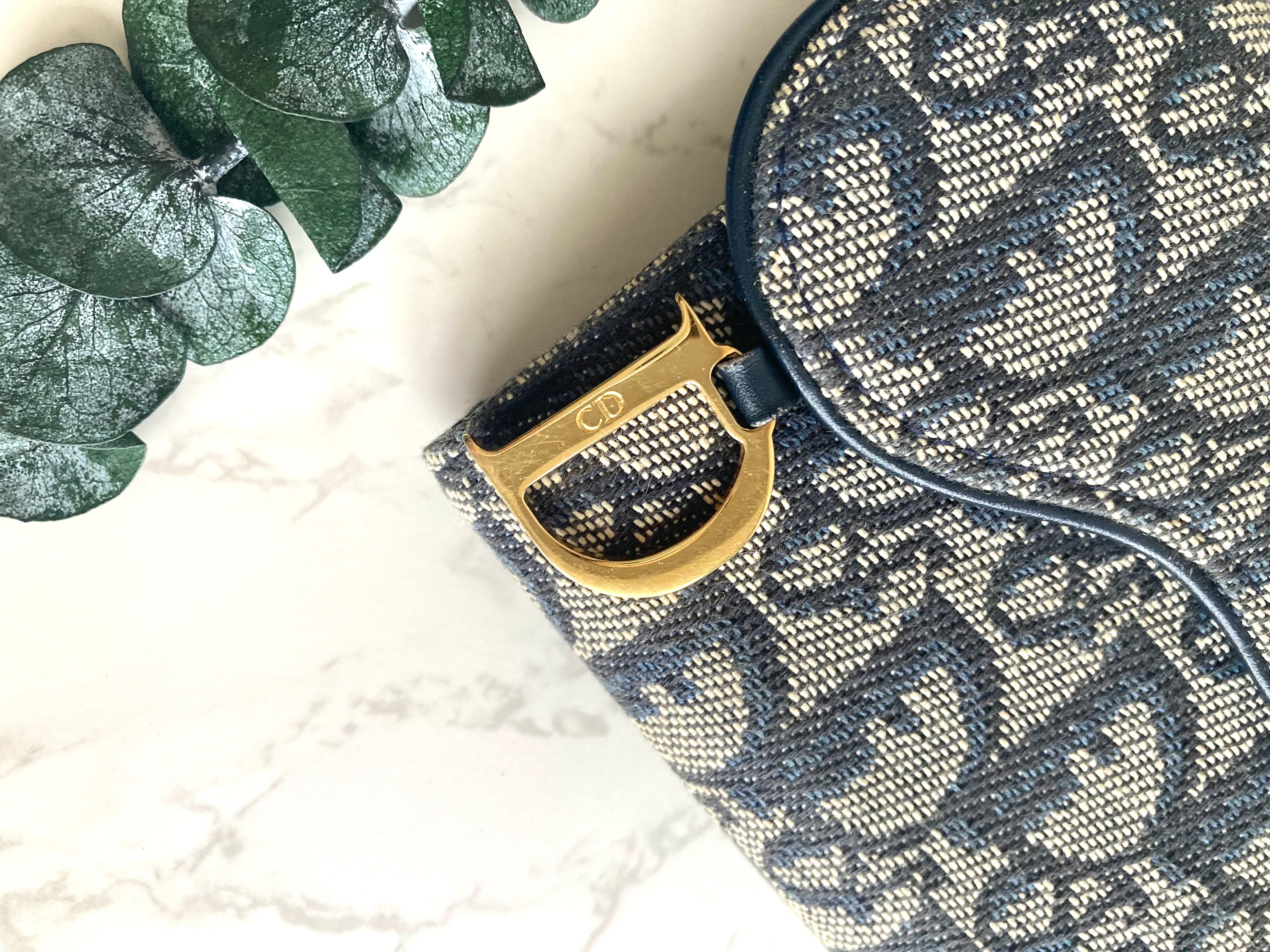 CHRISTIAN DIOR Navy Trotter Compact Wallet 