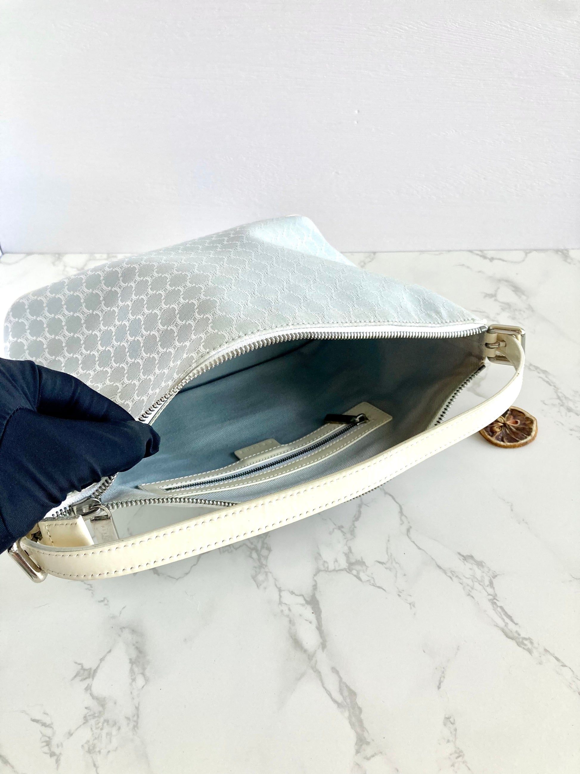 CELINE Baby Blue x White Shoulder Bag