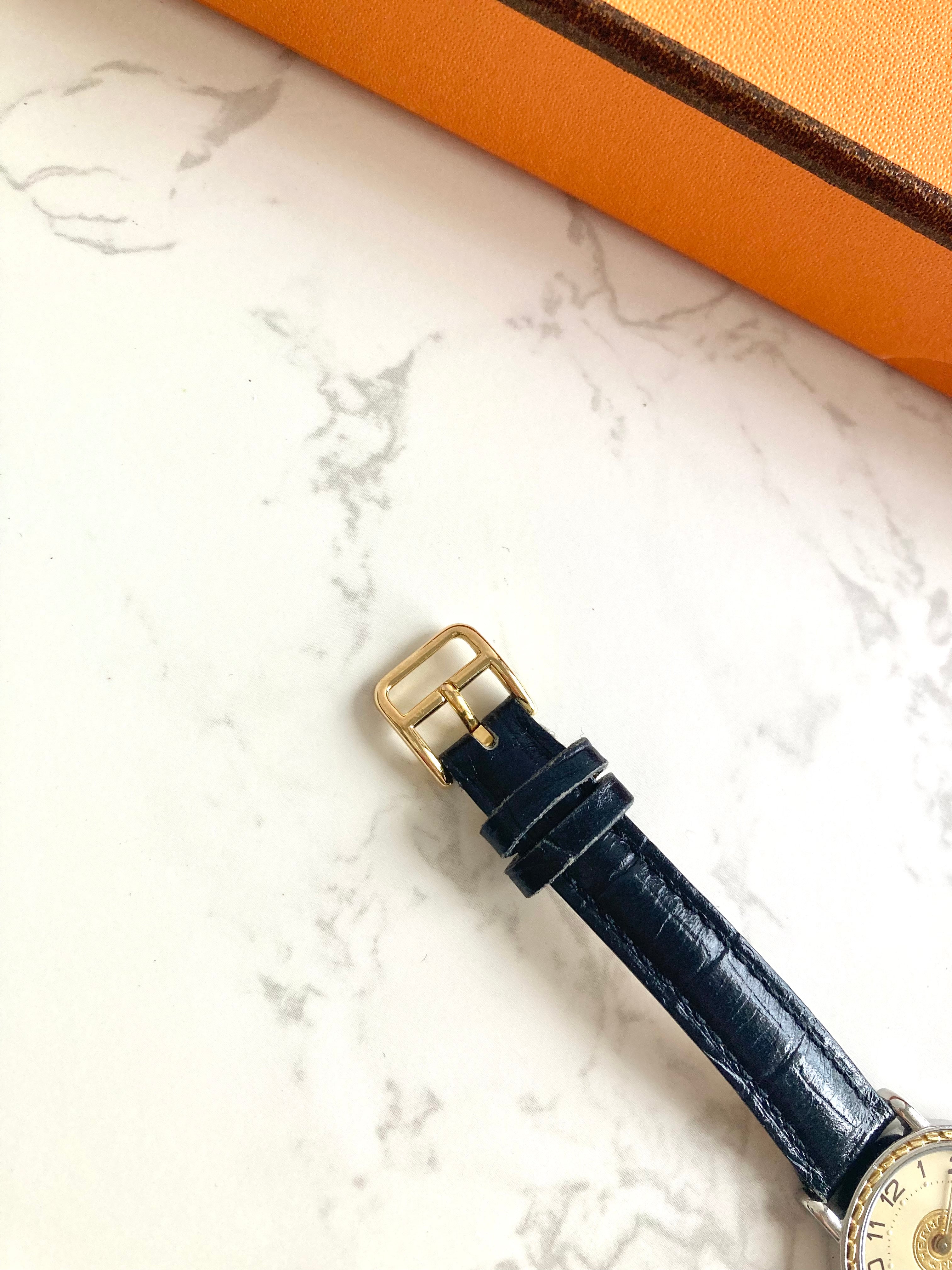 HERMES Sellier Vintage Lady's Quartz Wristwatch 