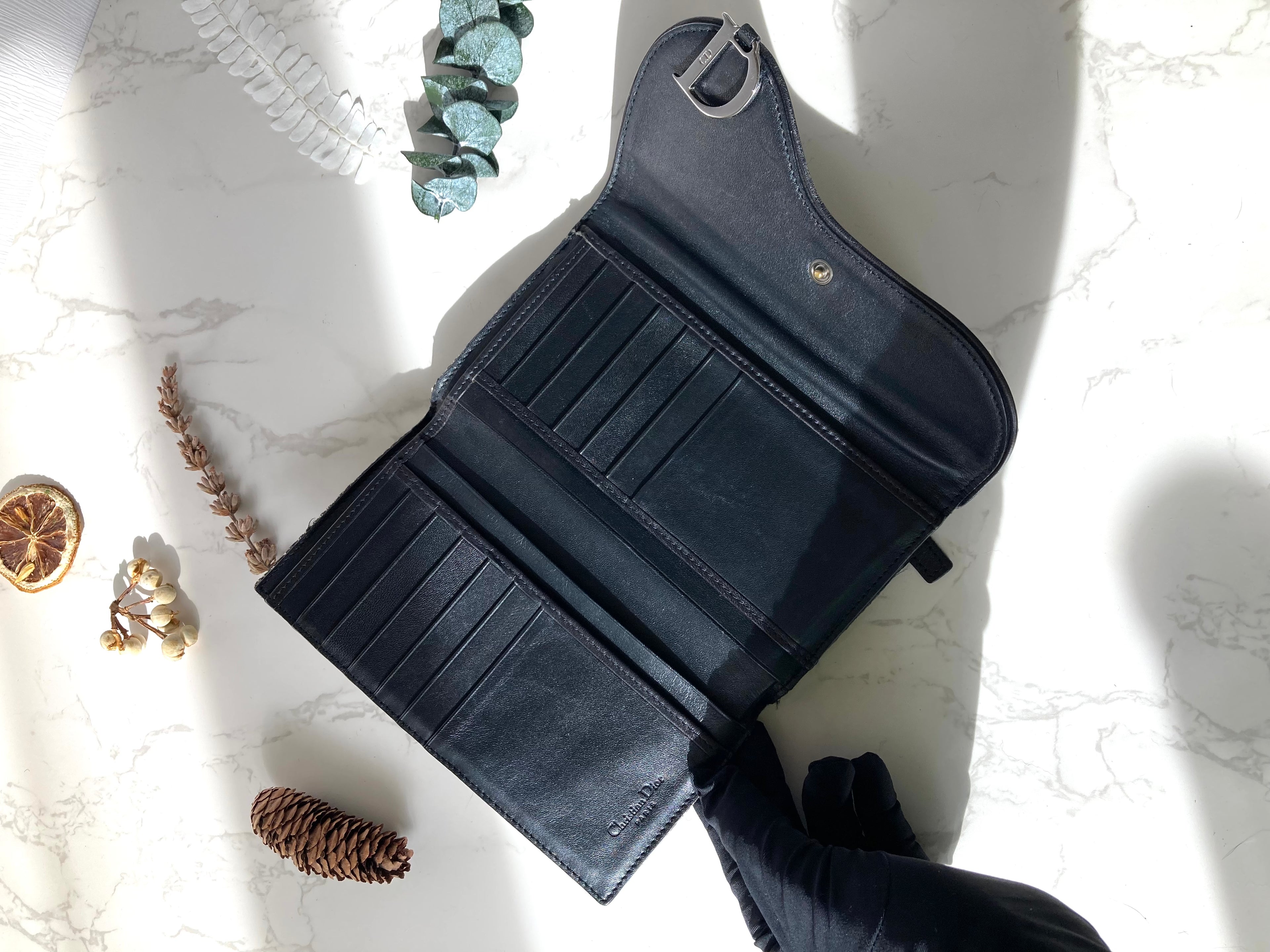 CHRISTIAN DIOR Black Trotter Saddle Wallet 