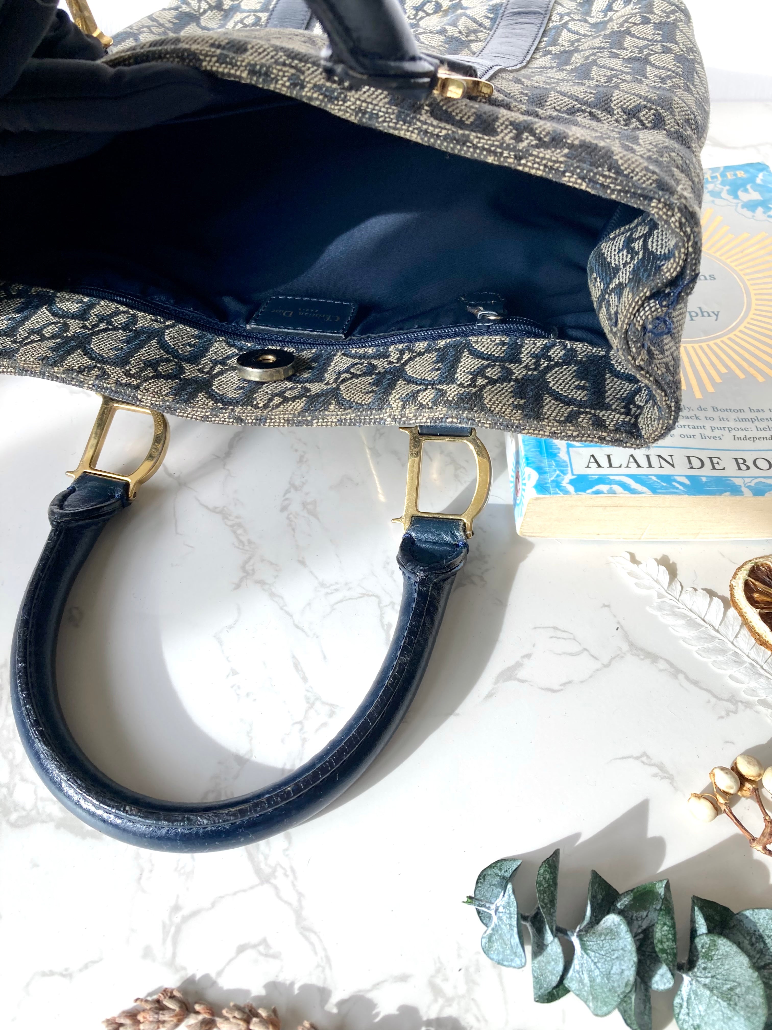 CHRISTIAN DIOR Navy Trotter Monogram Tote Bag 