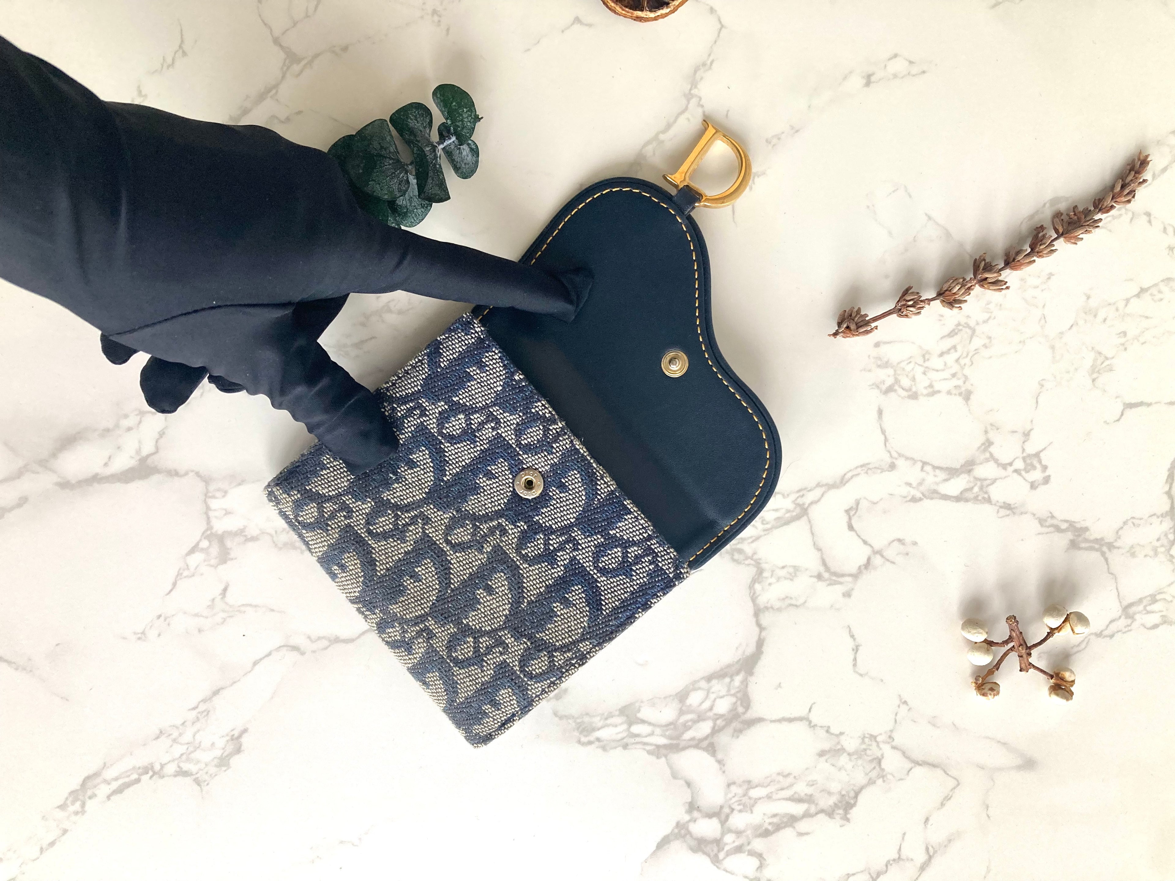 CHRISTIAN DIOR Navy Trotter Compact Wallet 