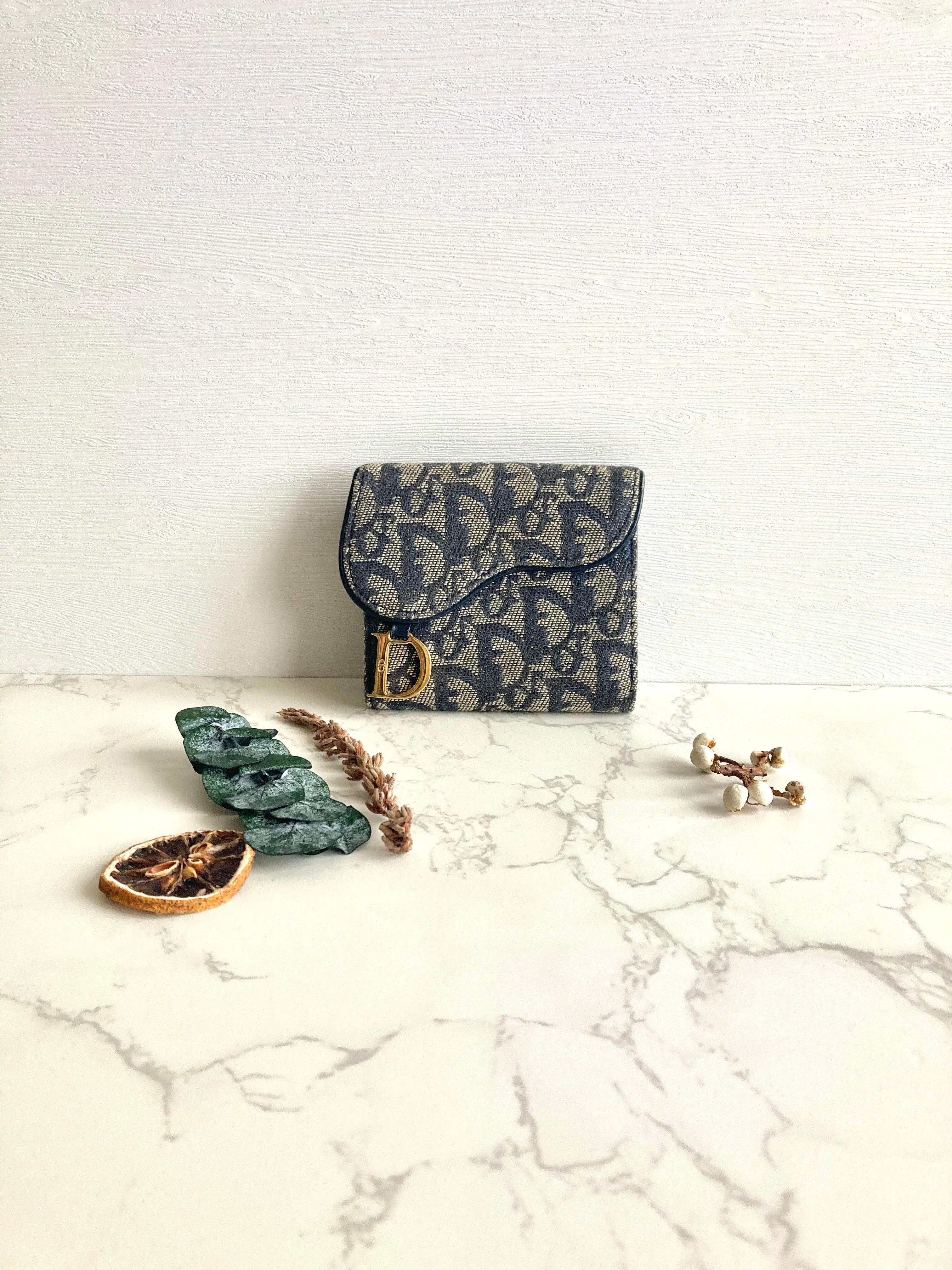 CHRISTIAN DIOR Navy Trotter Compact Wallet 