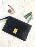 CELINE Black x Gold Leather Clutch 