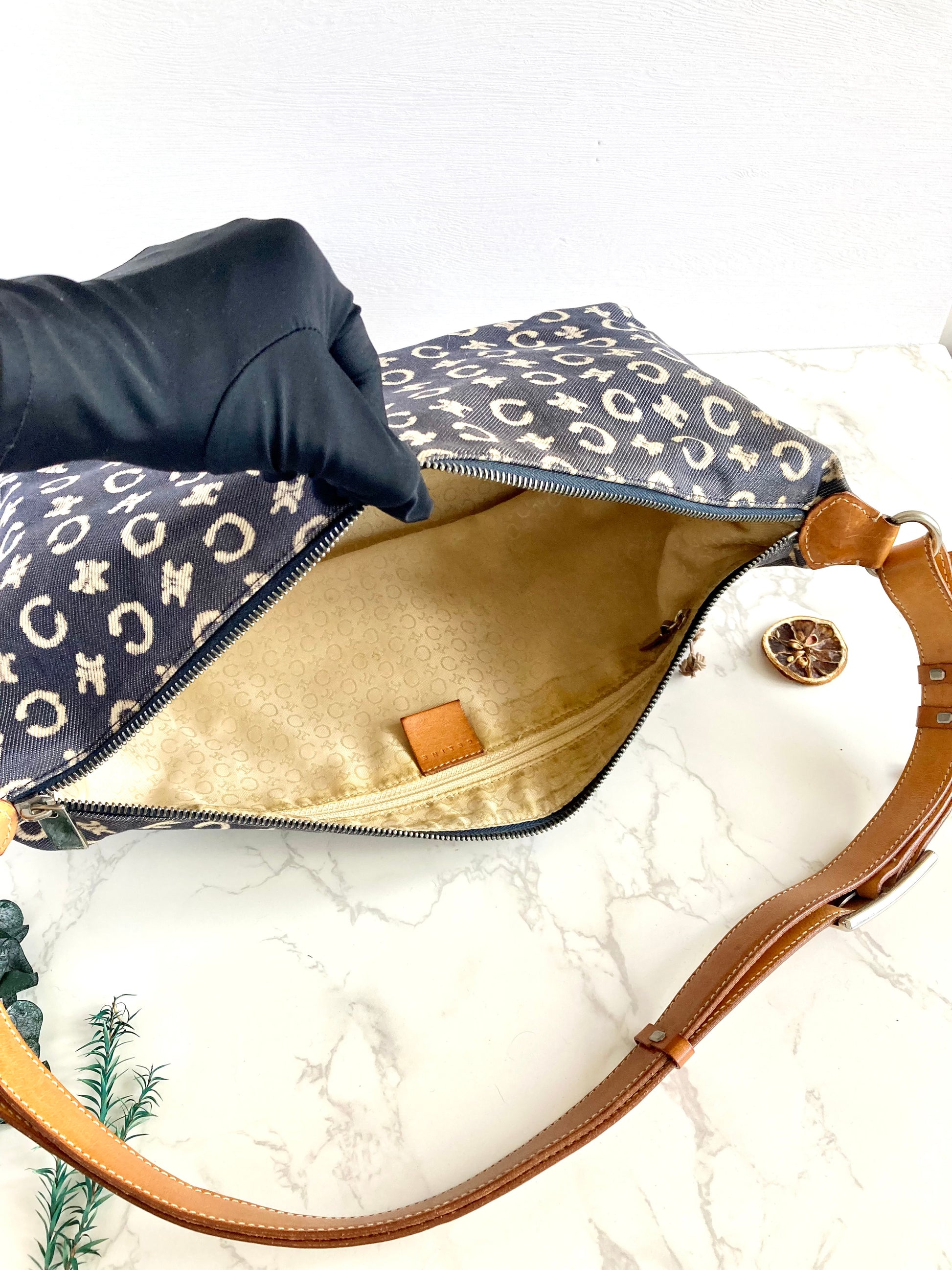 CELINE Monogram Jeans Shoulder Bag