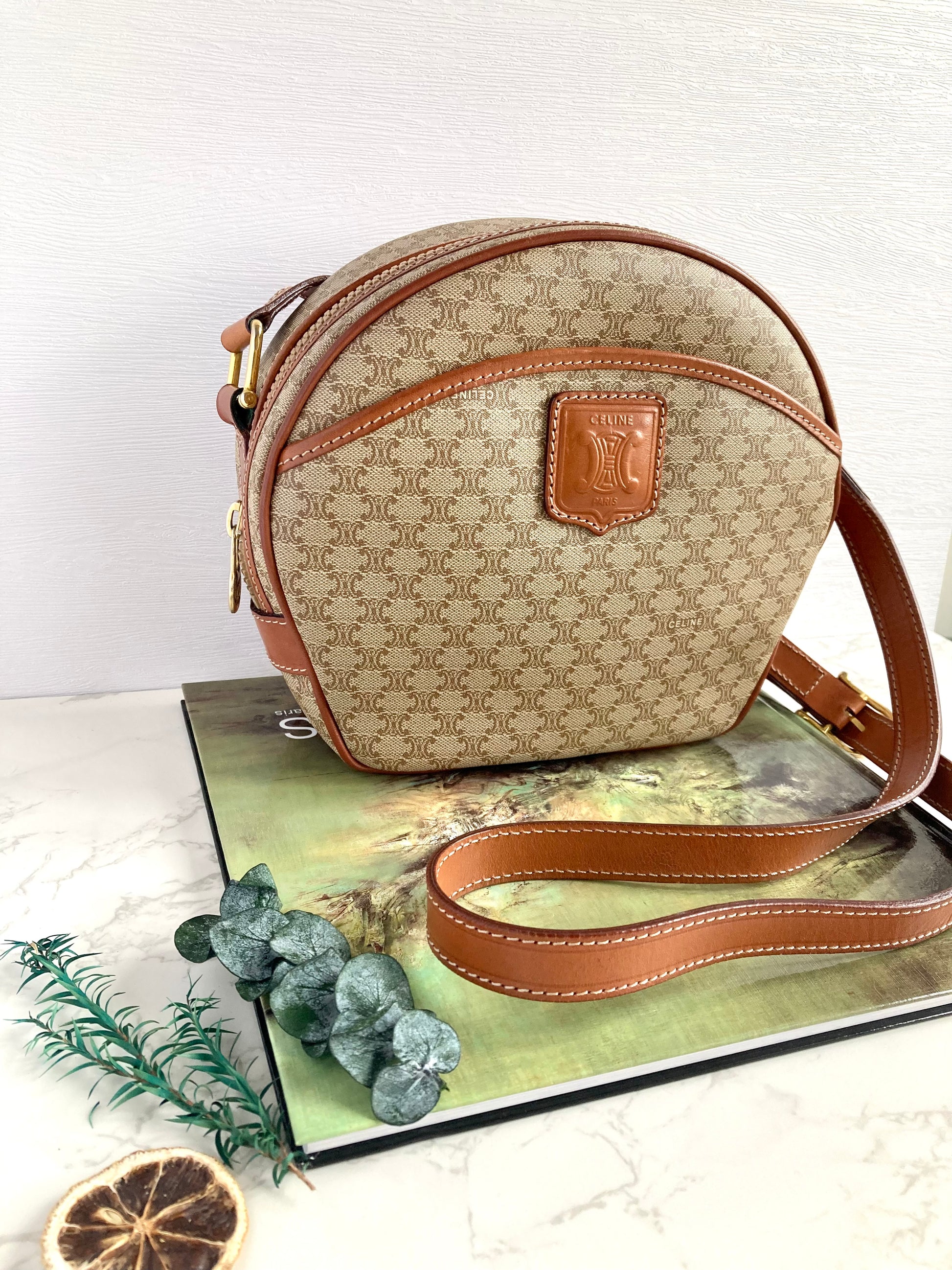 CELINE Monogram Shell shape Crossbody Bag