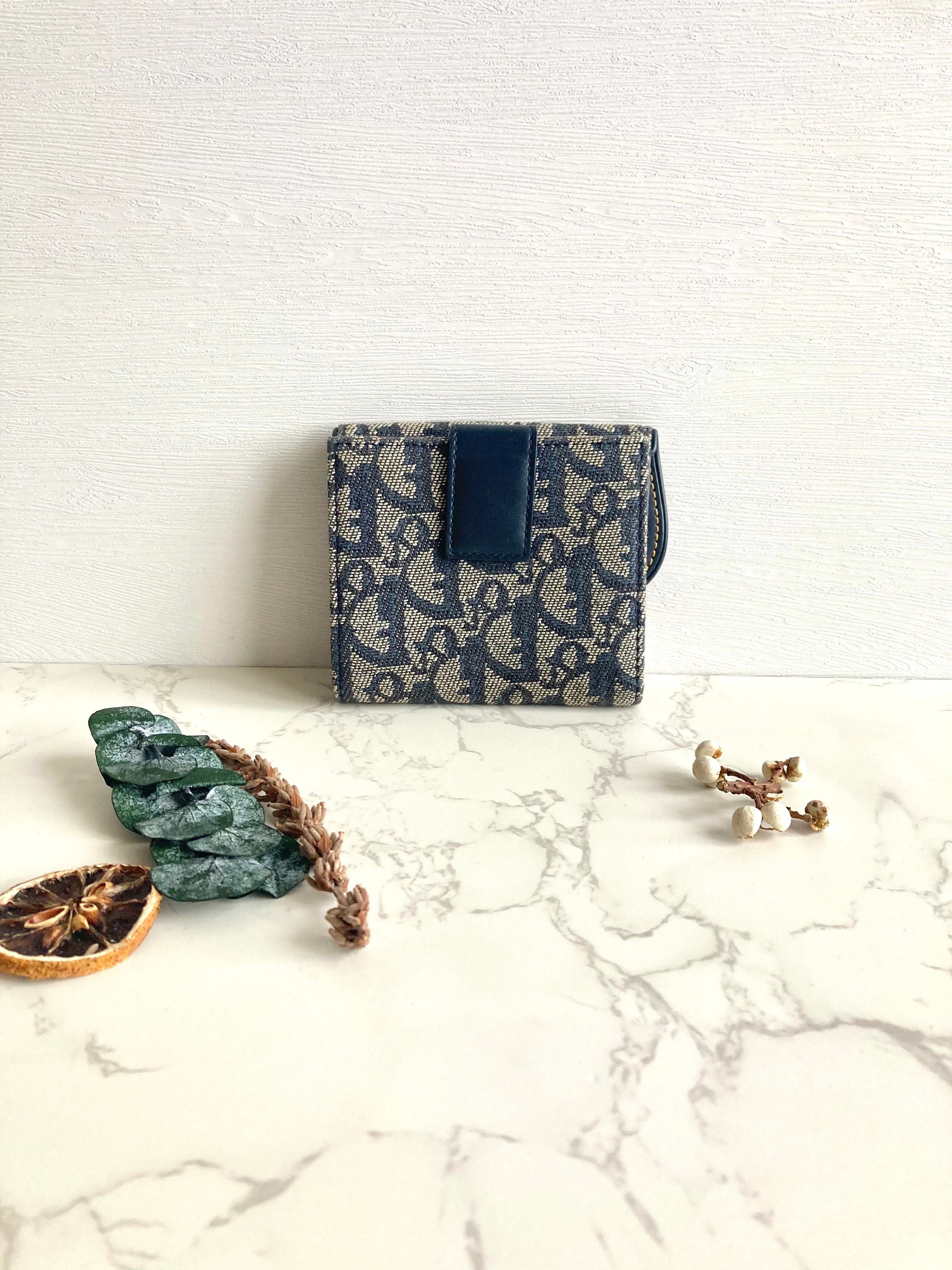 CHRISTIAN DIOR Navy Trotter Compact Wallet 