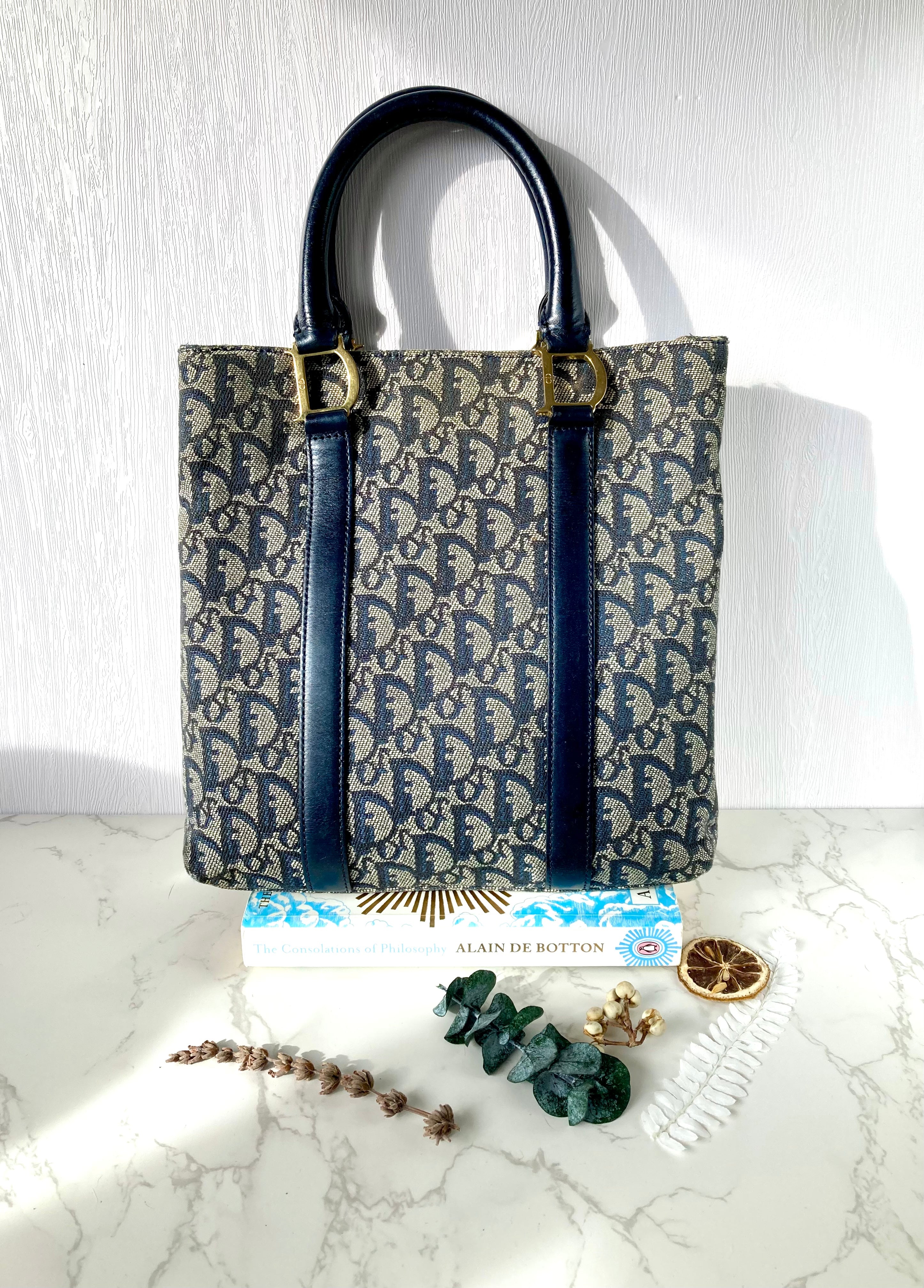 CHRISTIAN DIOR Navy Trotter Monogram Tote Bag 