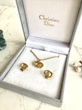 CHRISTIAN DIOR Logo Necklace &amp; Earrings Set 