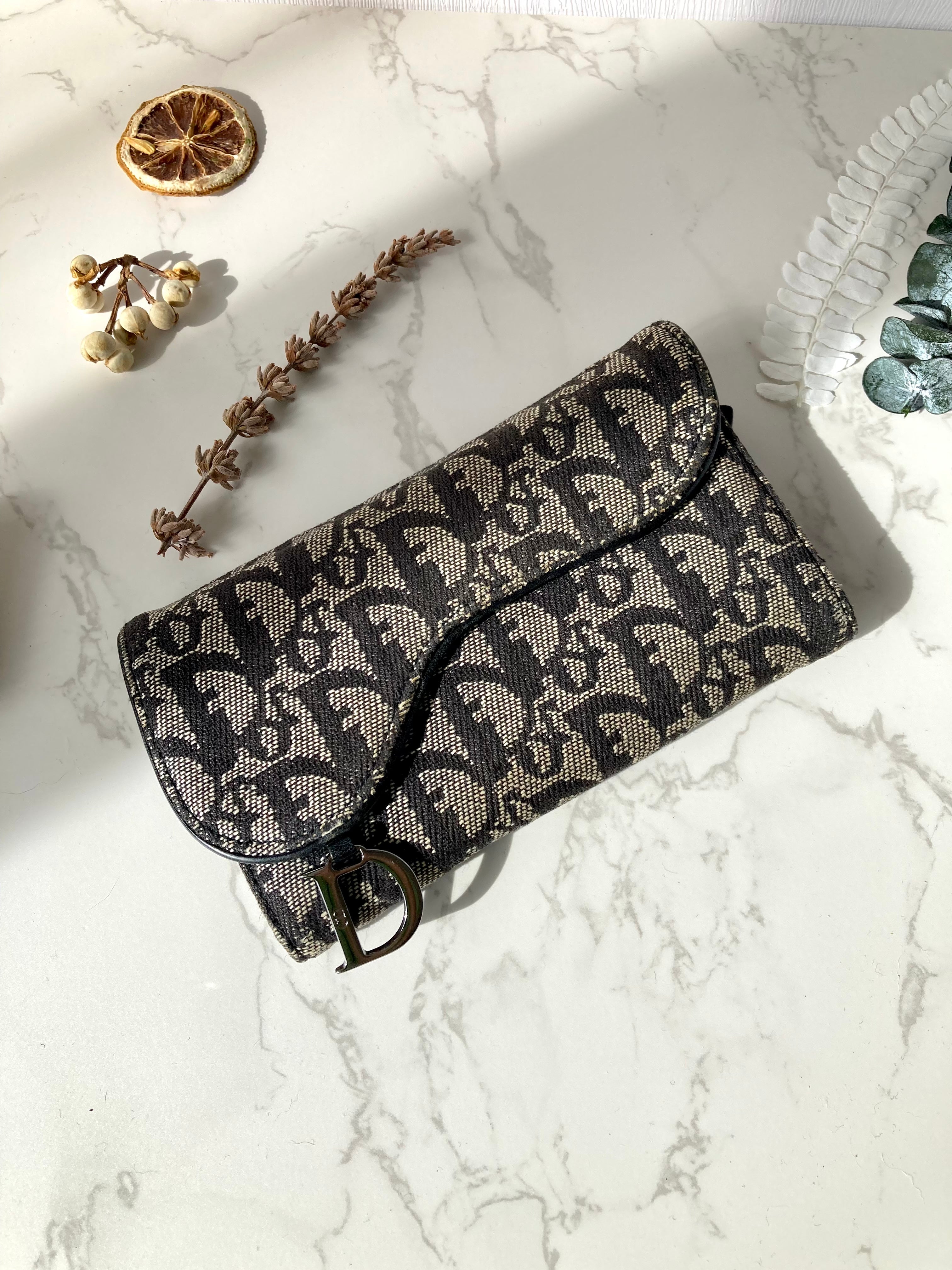CHRISTIAN DIOR Black Trotter Saddle Wallet 