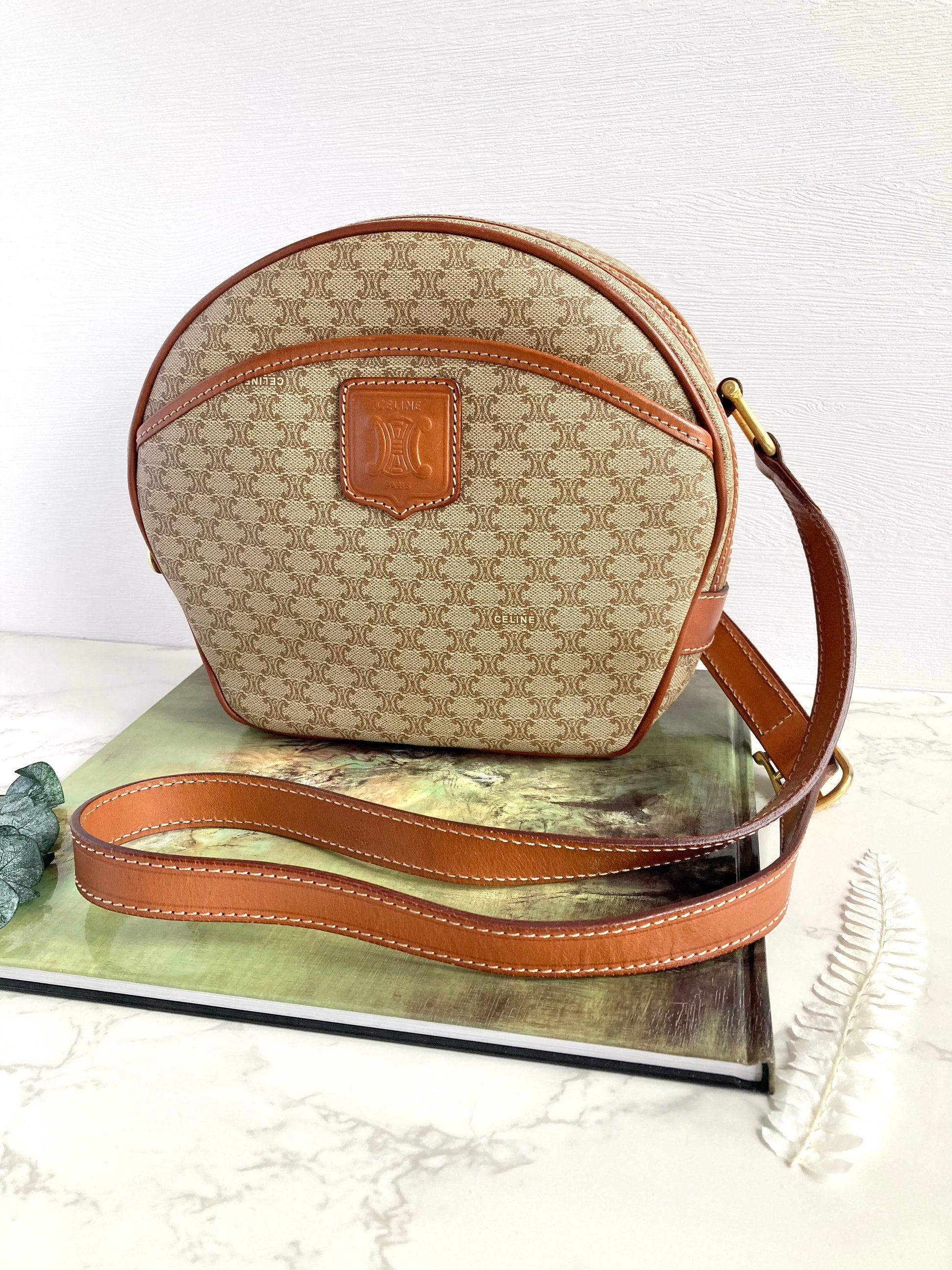 CELINE Monogram Shell shape Crossbody Bag