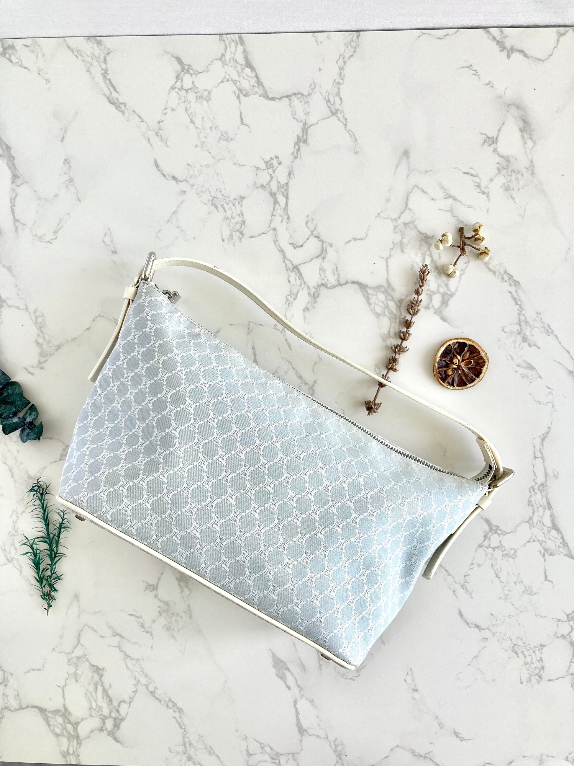 CELINE Baby Blue x White Shoulder Bag
