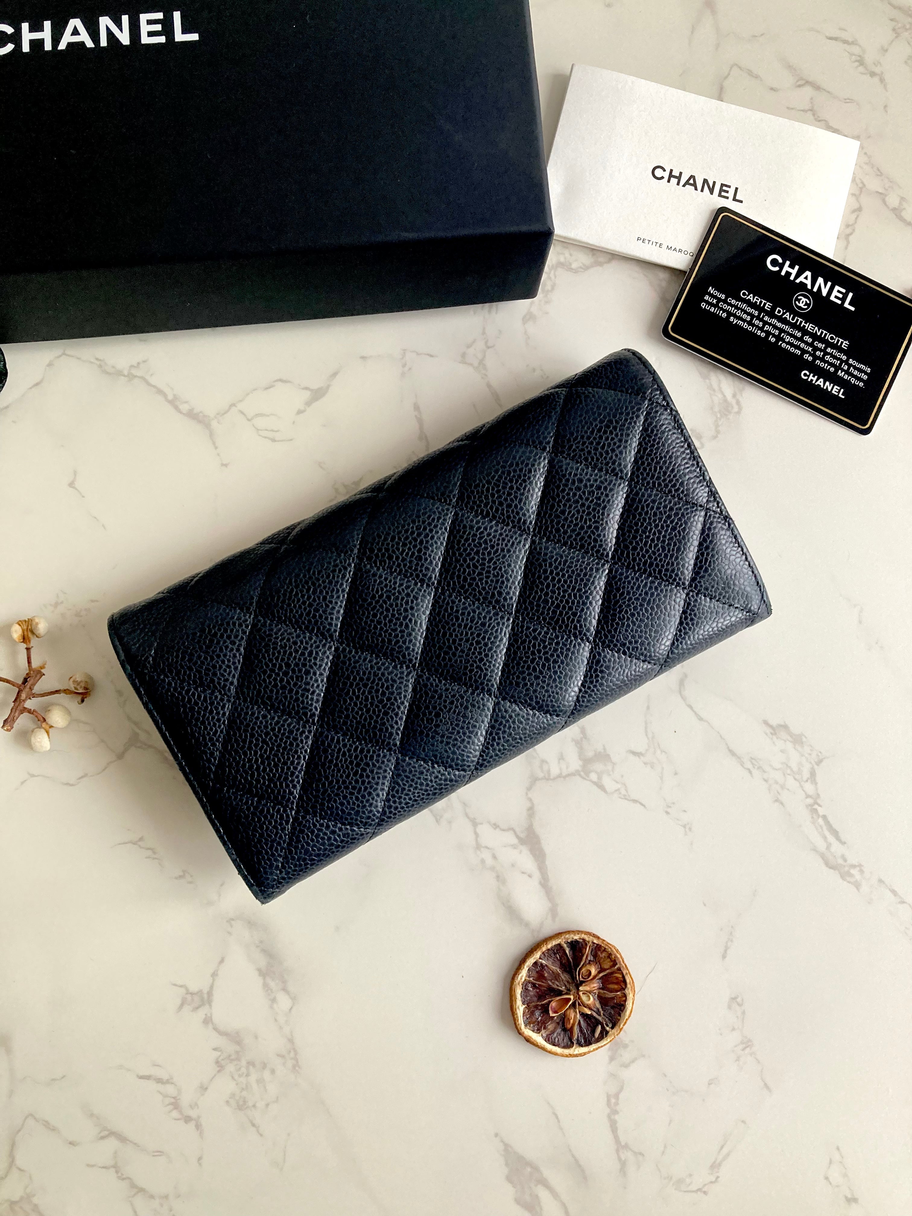 CHANEL Caviar Leather Long Wallet 
