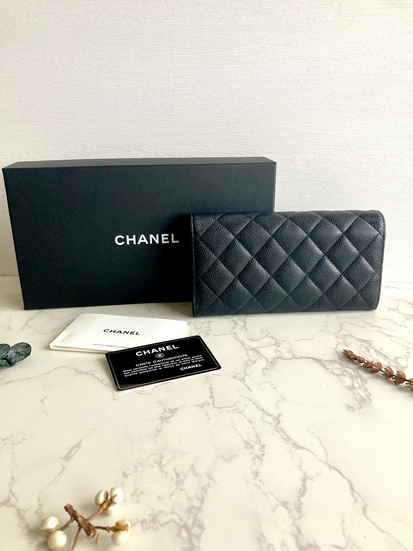 CHANEL Caviar Leather Long Wallet