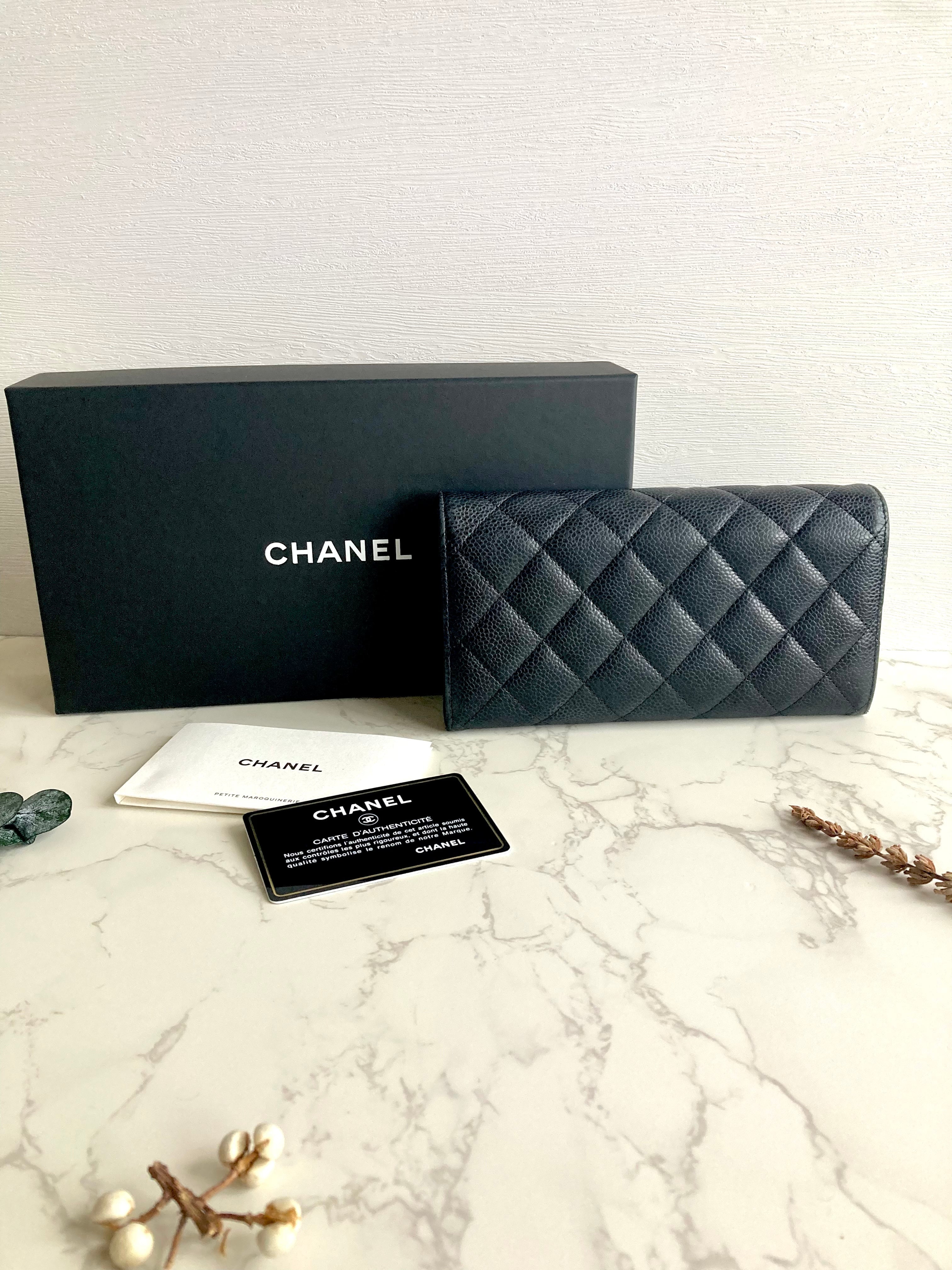 CHANEL Caviar Leather Long Wallet 