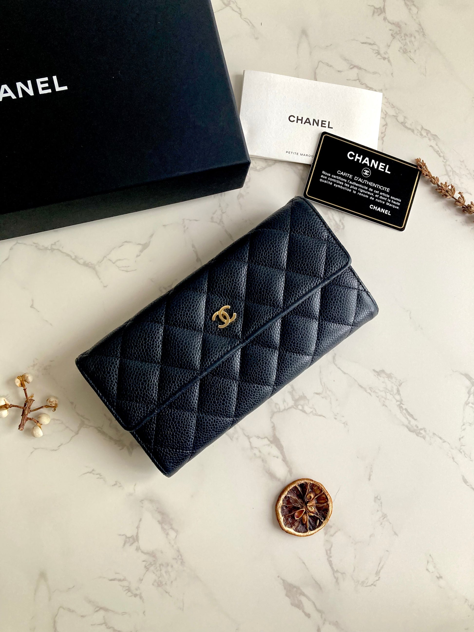 CHANEL Caviar Leather Long Wallet