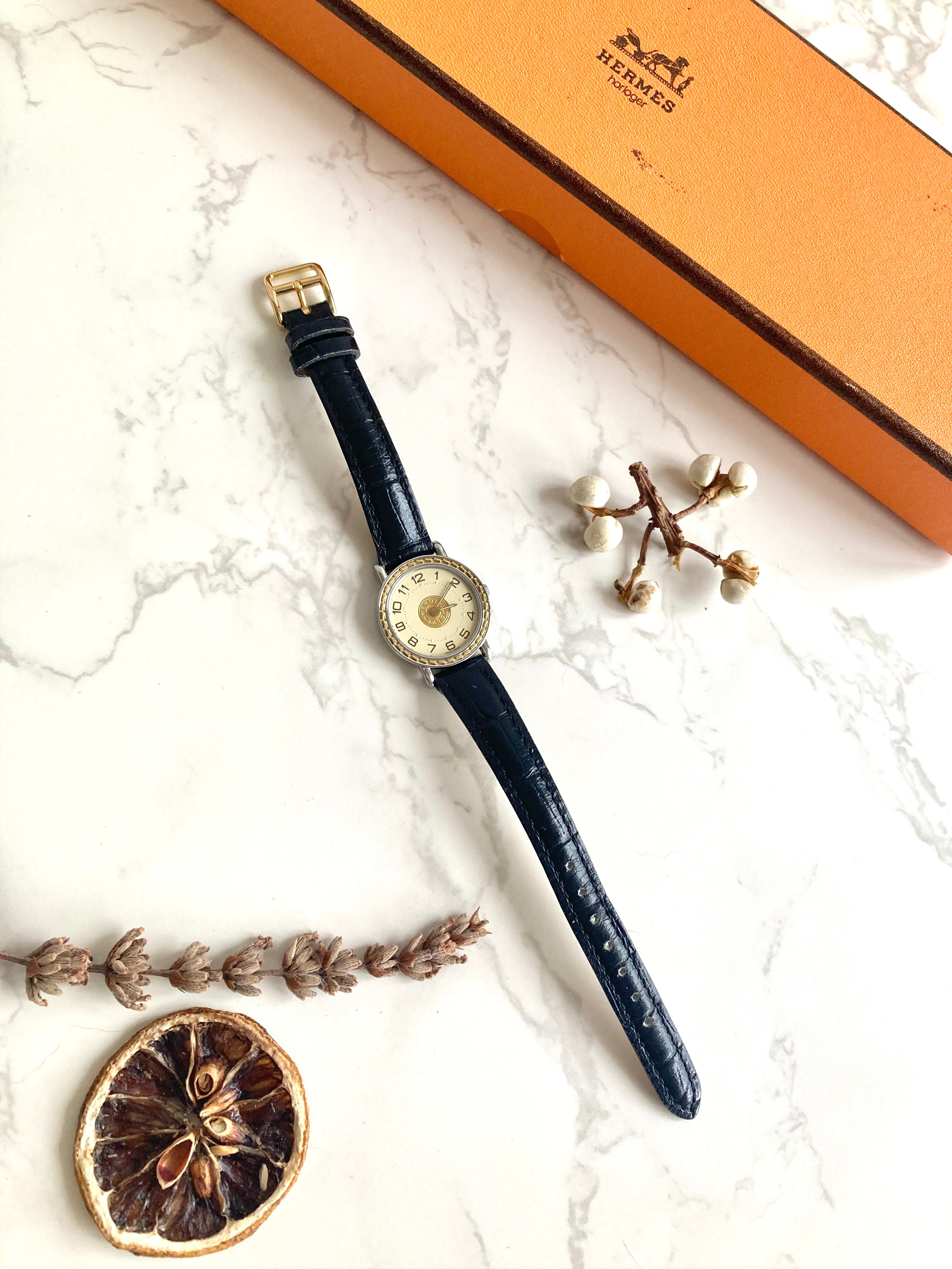 HERMES Sellier Vintage Lady's Quartz Wristwatch 
