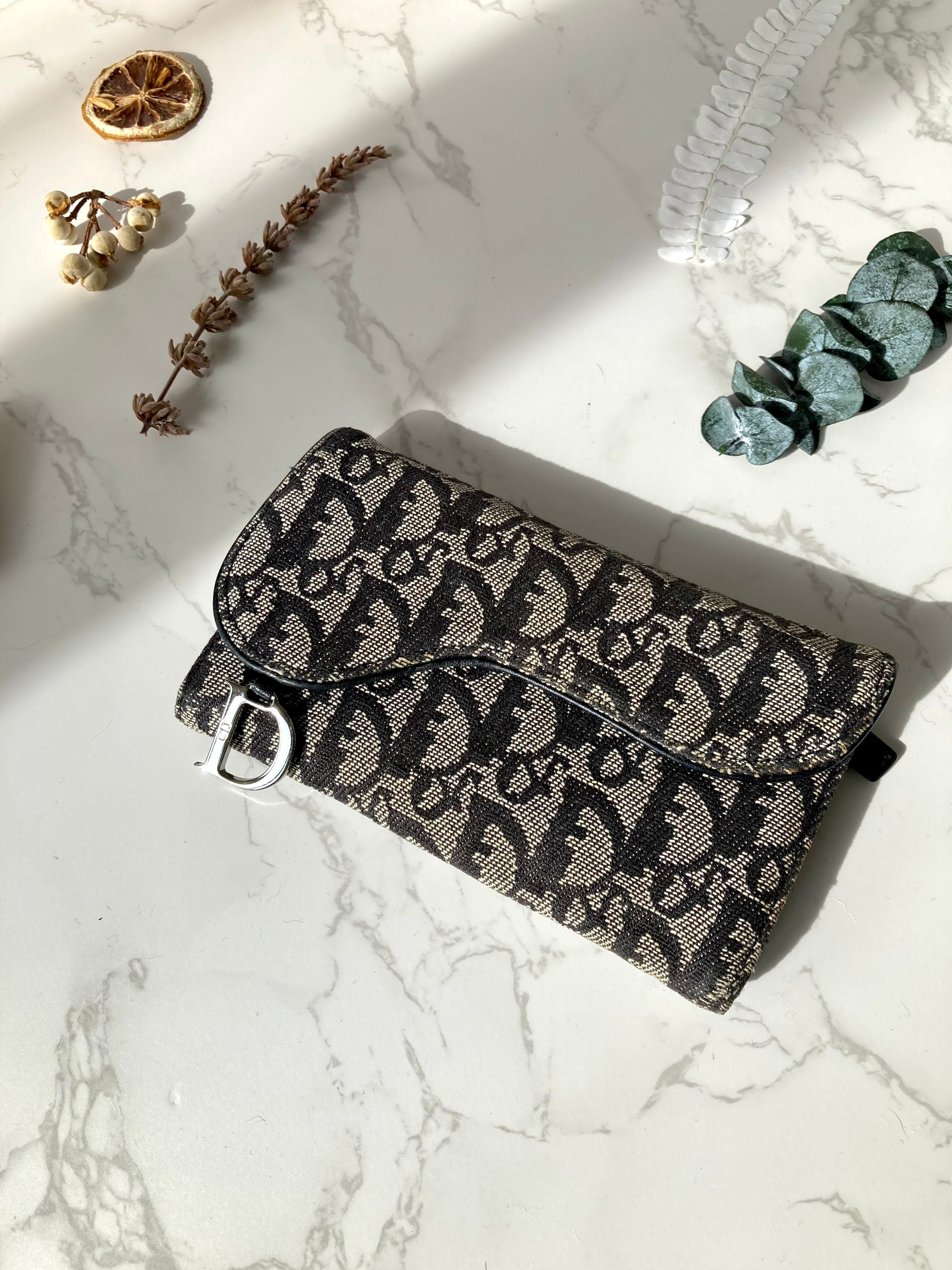 CHRISTIAN DIOR Black Trotter Saddle Wallet 