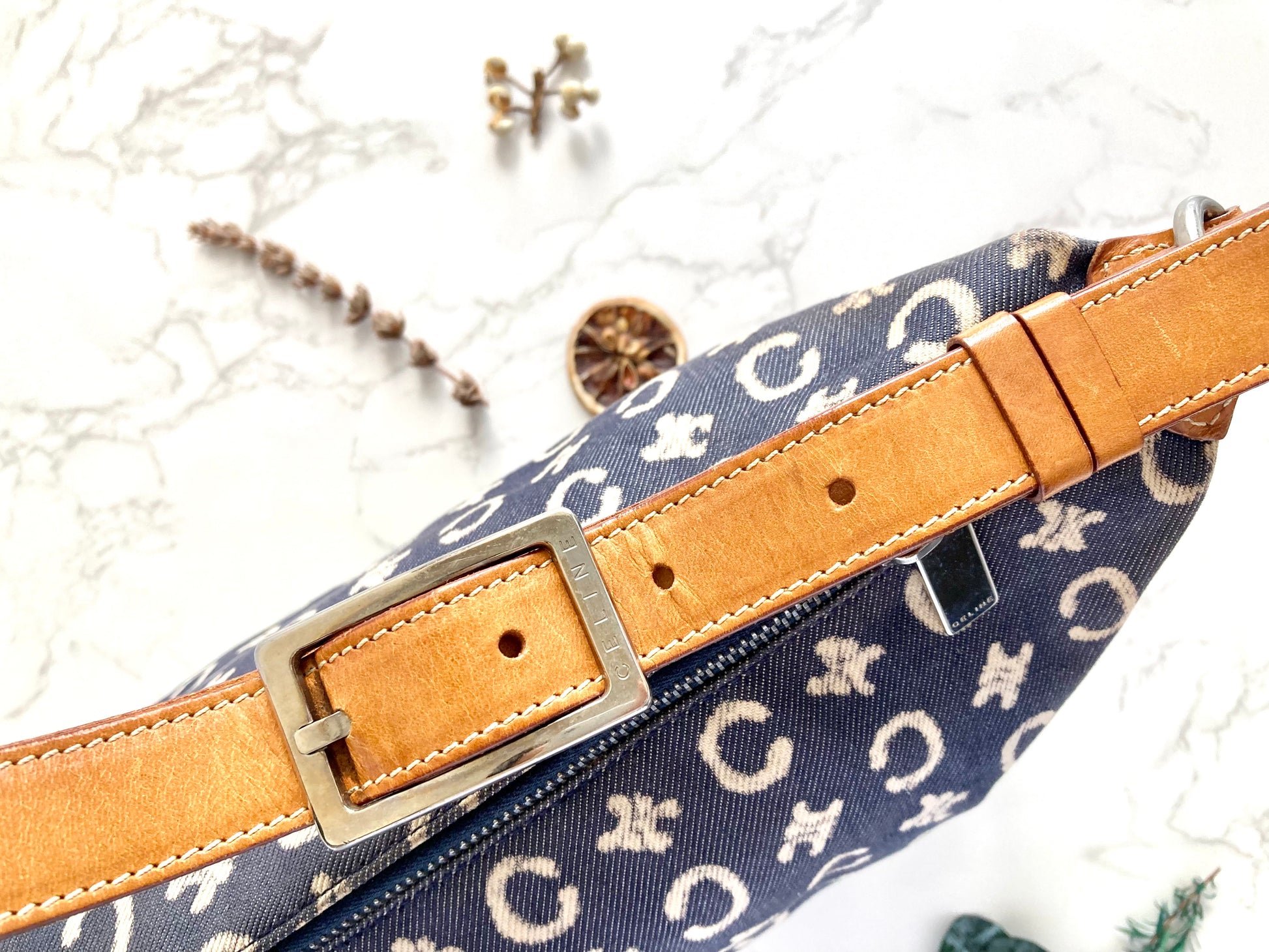 CELINE Monogram Jeans Shoulder Bag