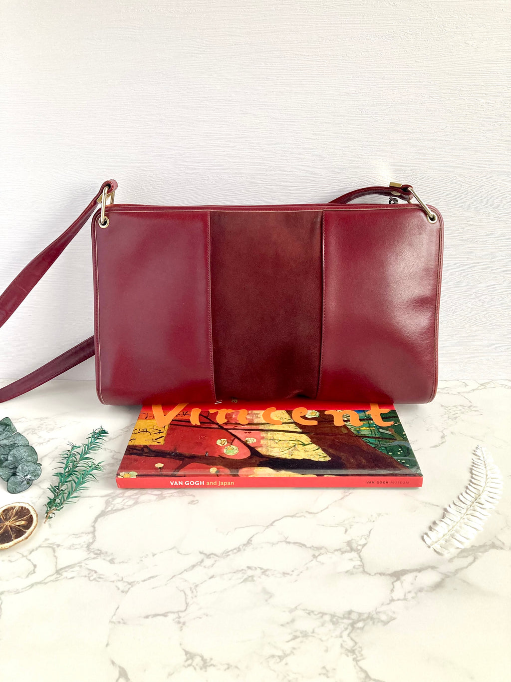 CHRISTIAN DIOR Burgundy Leather Two-way Bag 